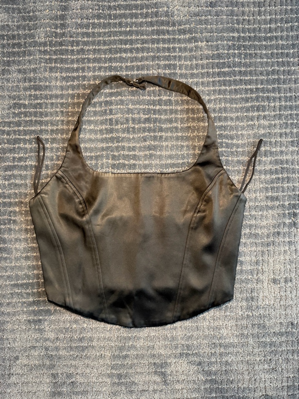 Wilfred Black Satin Halter Corset Top